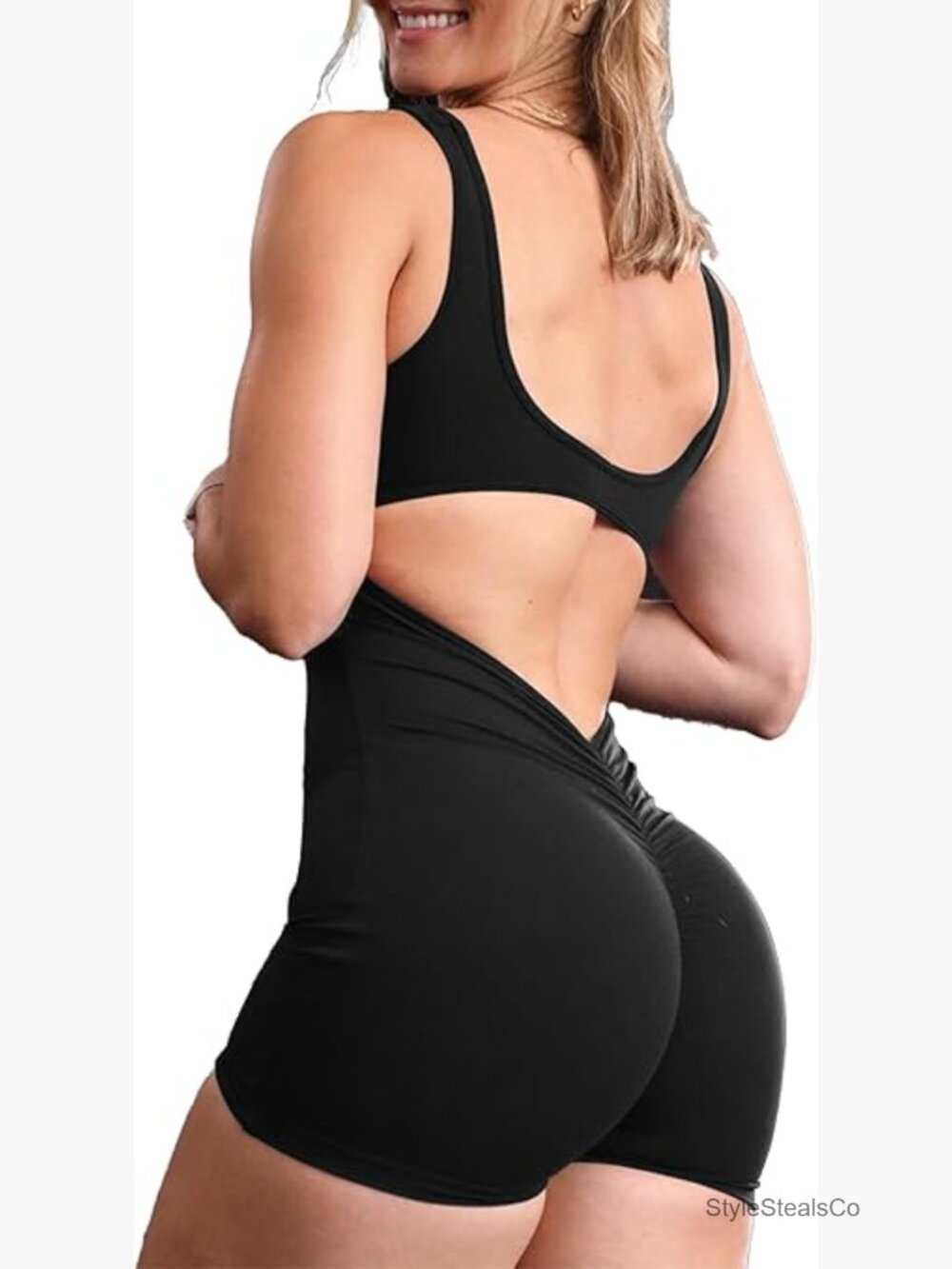 One Piece Workout Jumpsuit Backless Tummy Control Bodysuit Yoga Romper